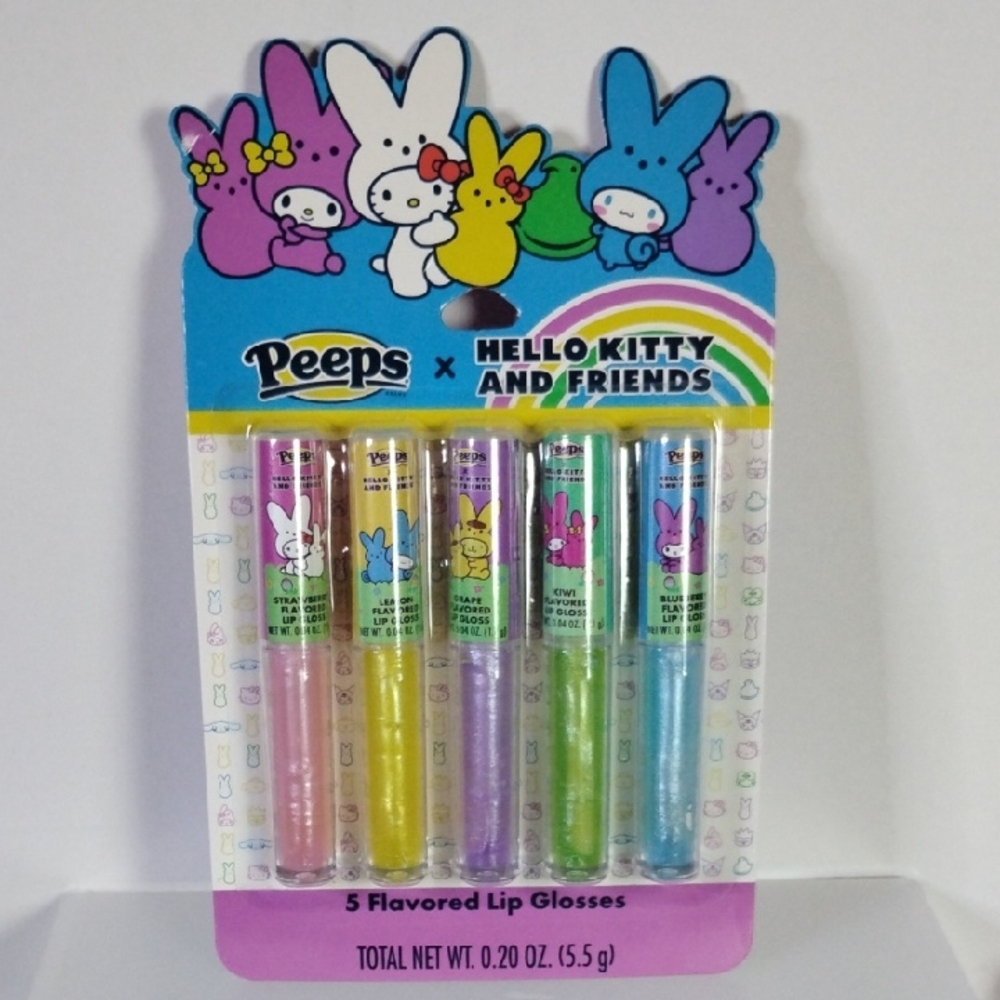 Peeps X Hello Kitty and Friends Flavored Lip Gloss Set 5 Fruit Flavored Glosses